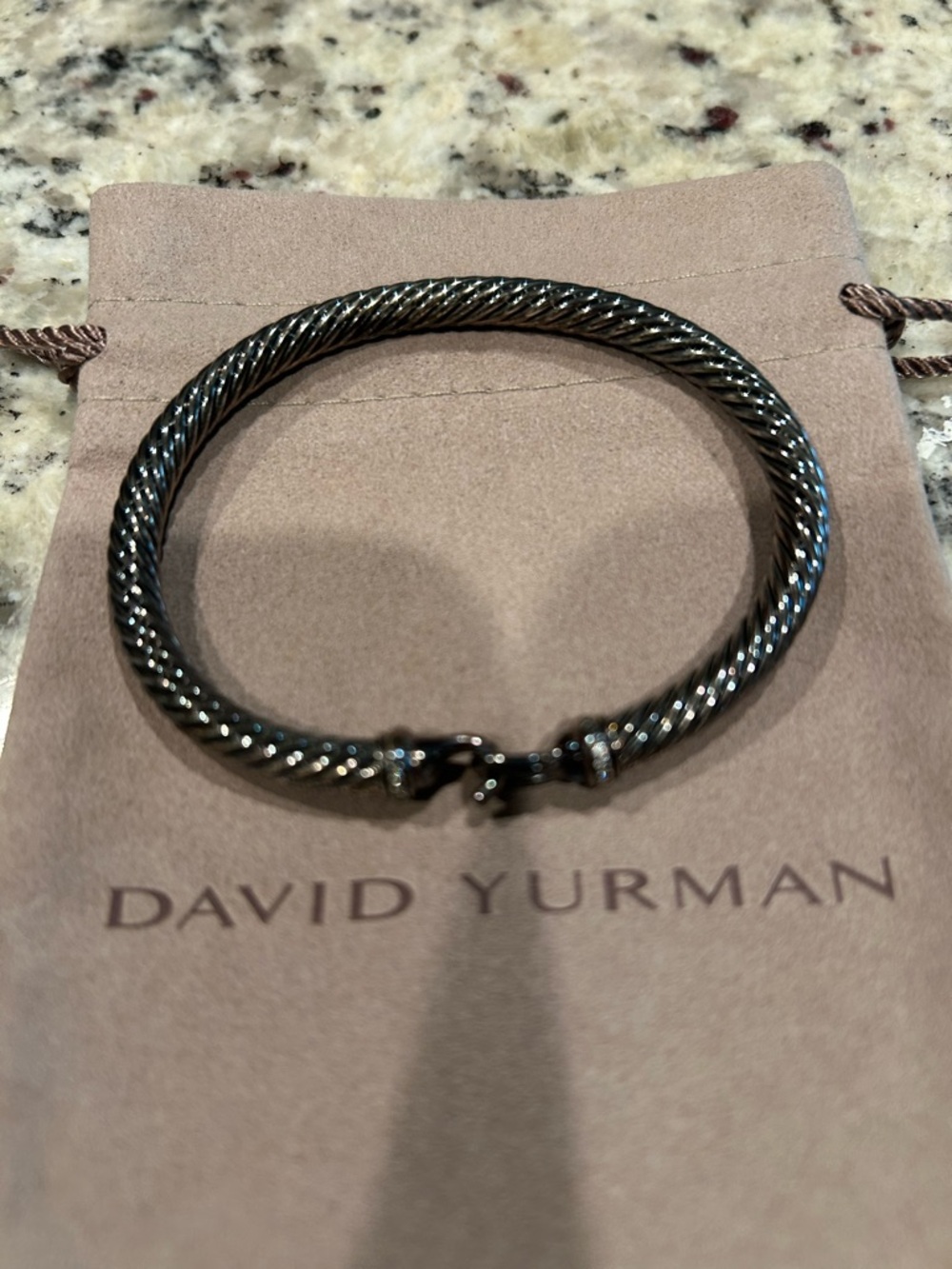David Yurman Hematite-Tone Cable Bracelet with Clasp